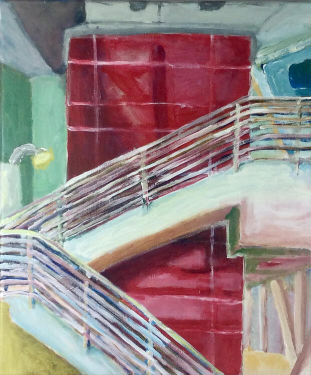 En plein air Building, Intro to Painting, Fall 2022