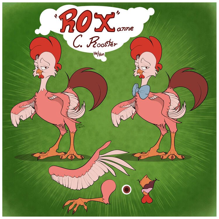 Rox Character Reference Sheet, April 2025